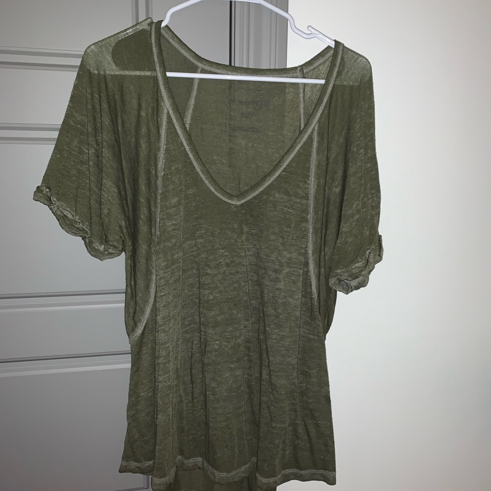 Free people v neck green tee